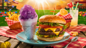 What is a Hamburger and a Grape Snow Cone?